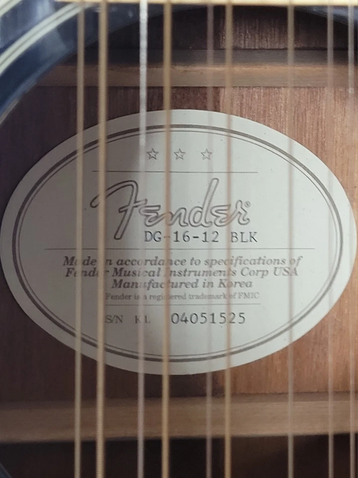 FENDER 12-String Black Acoustic Guitar Model DG-16-12 BLK - Image 3 of 4