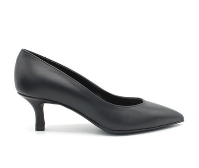 Hegon Women's Elegant Black Leather Heels Ceremony