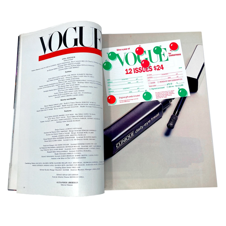 Vogue December 1988 Anna Wintour First Winter Magazine Issue Linda Evangelista - Image 4 of 4