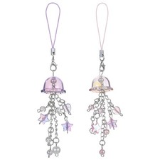 2 Pcs Jellyfish Phone Charms,Jellyfish Keychain,Cute Charm Straps with Star Hear