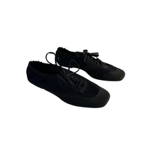 VIVAIA Cristina Square Toe Lace Up Satin Sneakerina Size 41 US 9.5 Black NEW