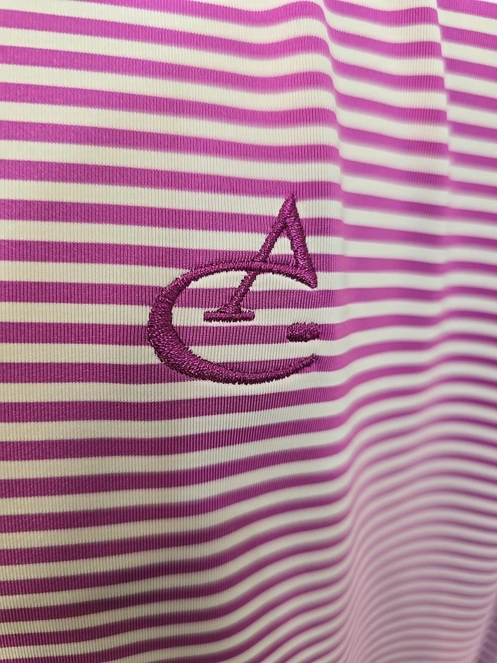 Camisa polo de golf Footjoy para hombre XL púrpura blanca a rayas manga corta Foto 3 de 4