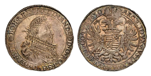 HUNGARY. Ferdinand II 1630-KB AR Thaler. NGC MS62 Kremnitz Dav-3129; Huszar-1179