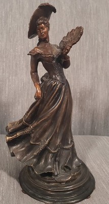 Beautiful Victorian Lady Bronze Statue 
