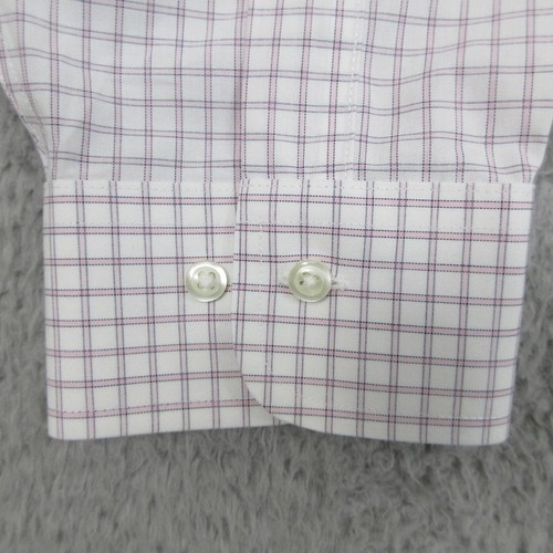 Brooks Brothers Camicia Uomo 17 XL Regent Fit Bianco Rosa Plaid Abito Non Ferro - Foto 6 di 16