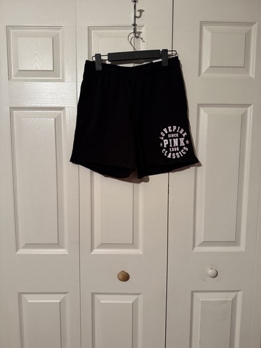 Pantalones Cortos Campus Victoria's Secret ROSA Ivy Fleece ~ Negro Puro ~ MEDIANO ~ ¡NUEVO CON ETIQUETAS! - Imagen 2 de 4