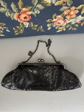 WHITING AND DAVIS BLACK MESH EVENING HAND BAG PURSE MADE IN USA