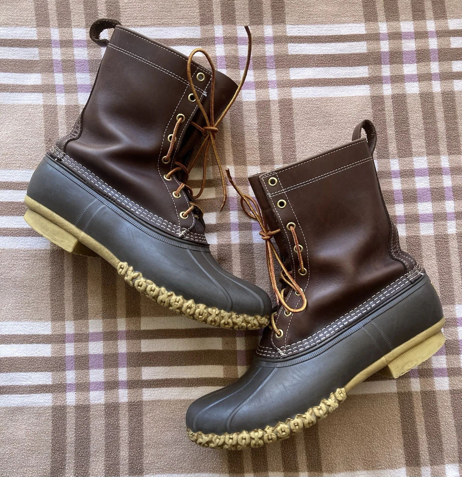 LL Bean Freeport Maine Hunting Shoes Duck Boots 8” Vtg Men 11M Rubber Leather