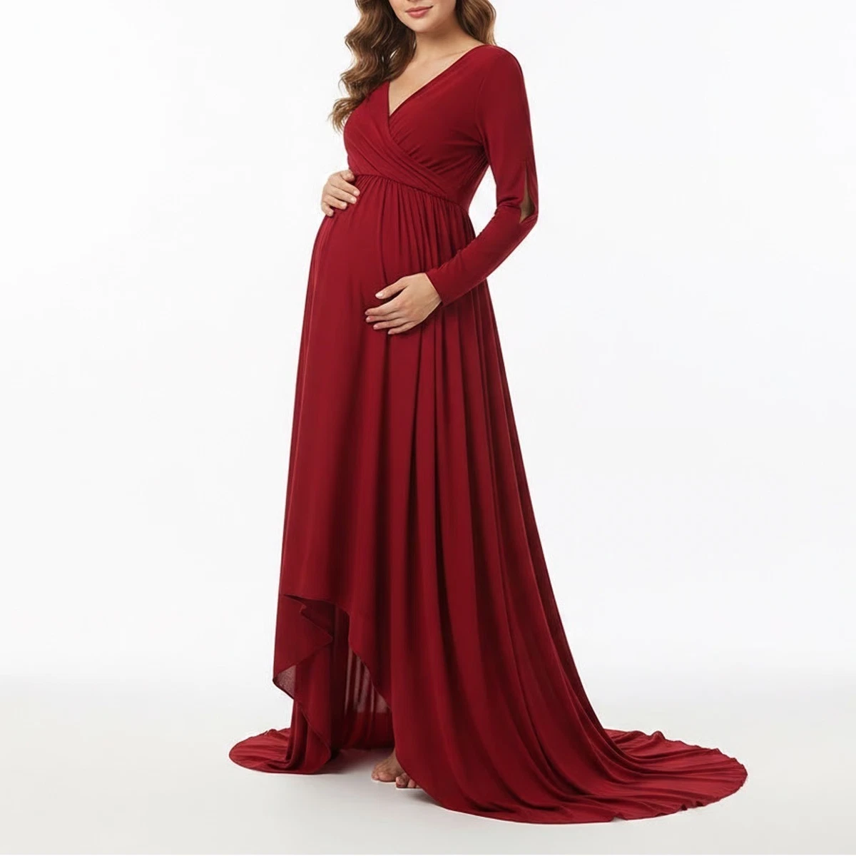 size 16 holiday dresses Kate Mesh Red Custom Maternity Photoshoot Gowns