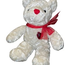 Dan Dee 10" Teddy Bear Swirl Fur Heart Jewel Ribbon Stuffed Animal Plush Vintage