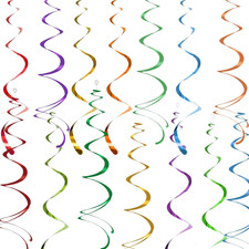 Colorful Ceiling Swirl Foil Decorations Hanging Plastic Streamer Themed Swirl Pa