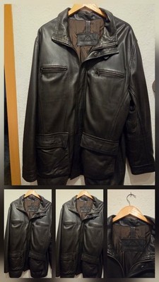 Walbusch Herren Echtleder Lammnappa Schwarz Hoher Stellkragen Viele Taschen  Top