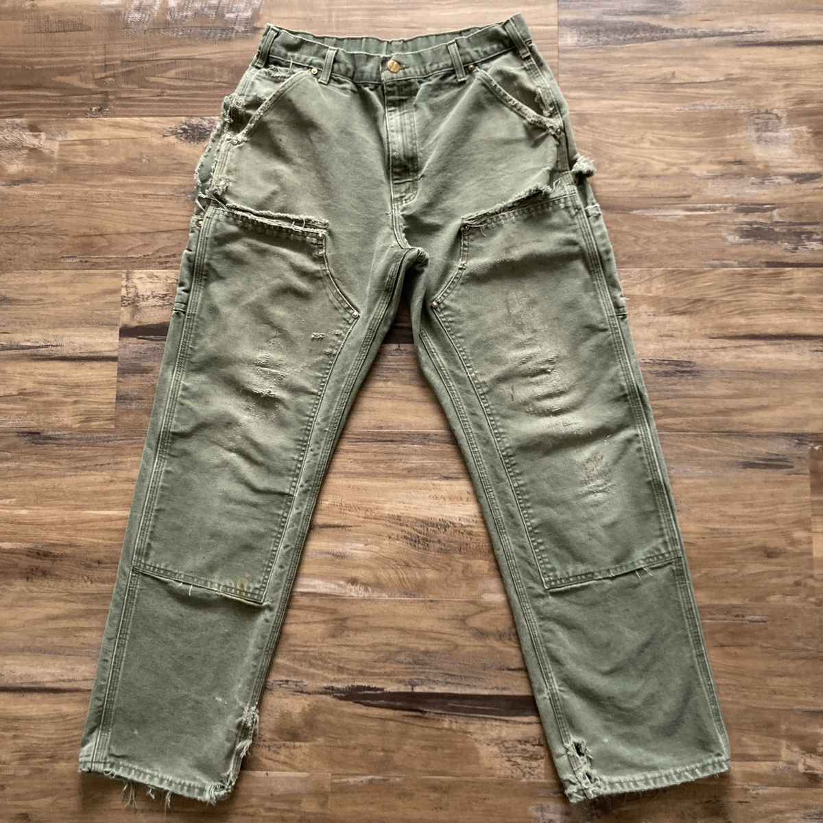 THRASHED Carhartt B01 MOS Double Knee Work Pants Mens 32x32 (Fits