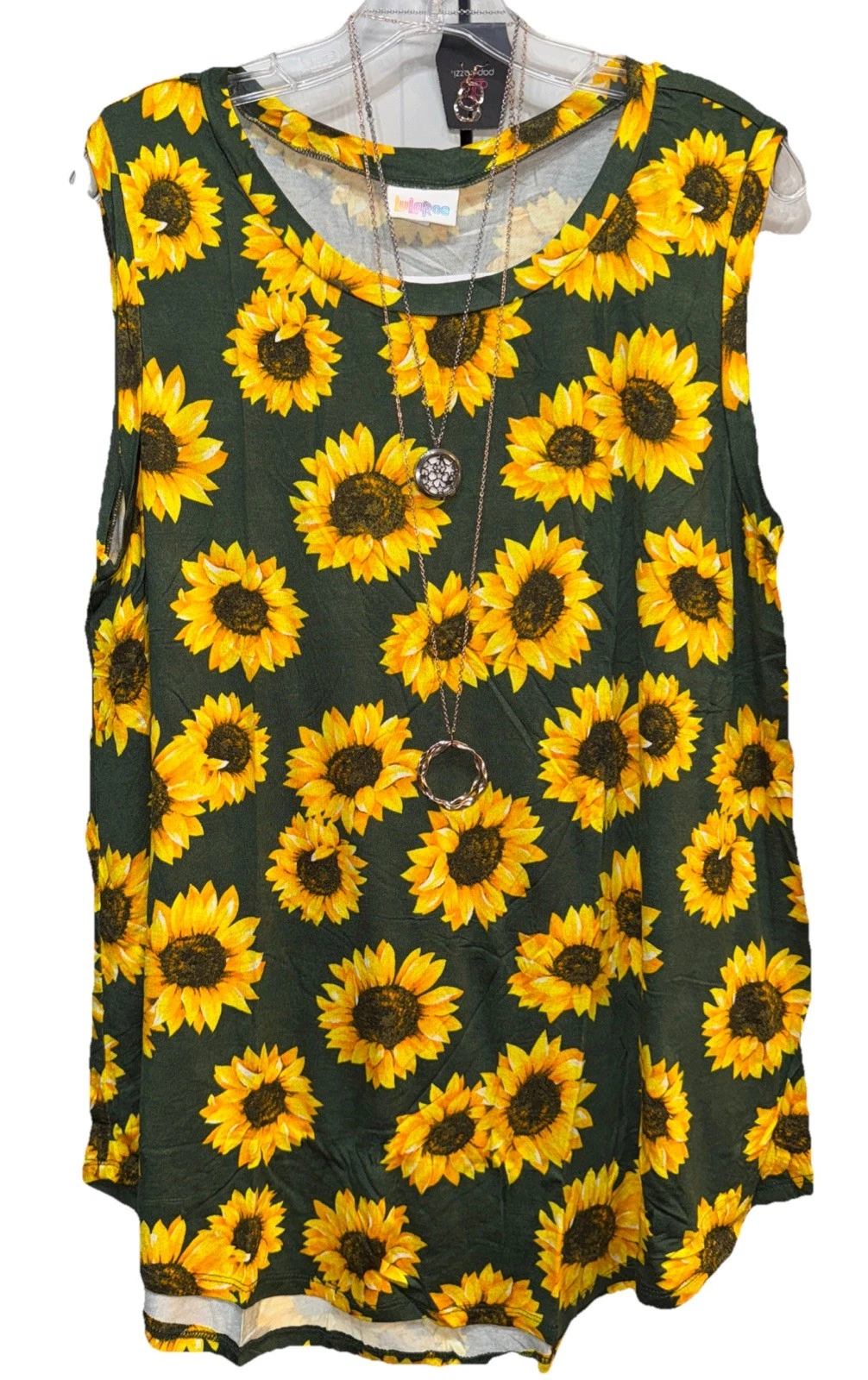 NWT New Release XL Green Gold Sunflowers Floral Cocoa Relaxed Fit Tank Top