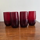 Vintage 5" Anchor Hocking Royal Ruby Red Tumblers Glassware Glasses Set Of 6