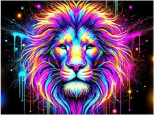 Blacklight Lion Tapestry Trippy UV Reactive Fantasy Wall Tapestry Psychedelic Ne