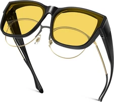 Night Vision Driving Glasses Fit Over Eyeglasses for Men Women, Anti Glare Polar