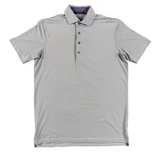 Greyson Polo Shirt Mens Small Blue Purple Micro Stripe Golf Performance Wolf