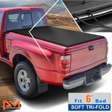 Vinyl Soft Top Tri-Fold Tonneau Cover for 93-04 Ford Ranger Flareside 6ft Bed