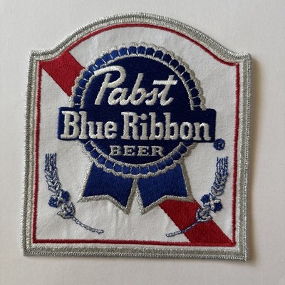 Vtg PABST BLUE RIBBON BEER PBR Embroided Patch 6 1/2'' x 6'' not Previously Sewn