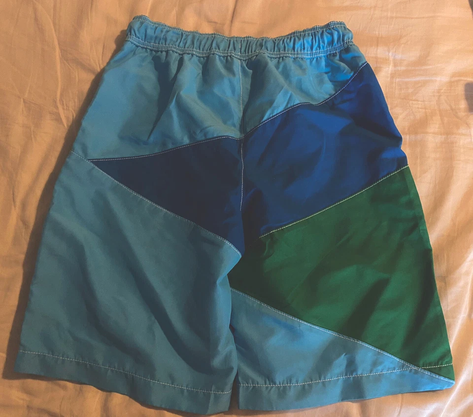 Nautica Boys Large 14 16 Blue Green White Colorblock Swim Shorts Trunks NWOT - Image 2 of 3