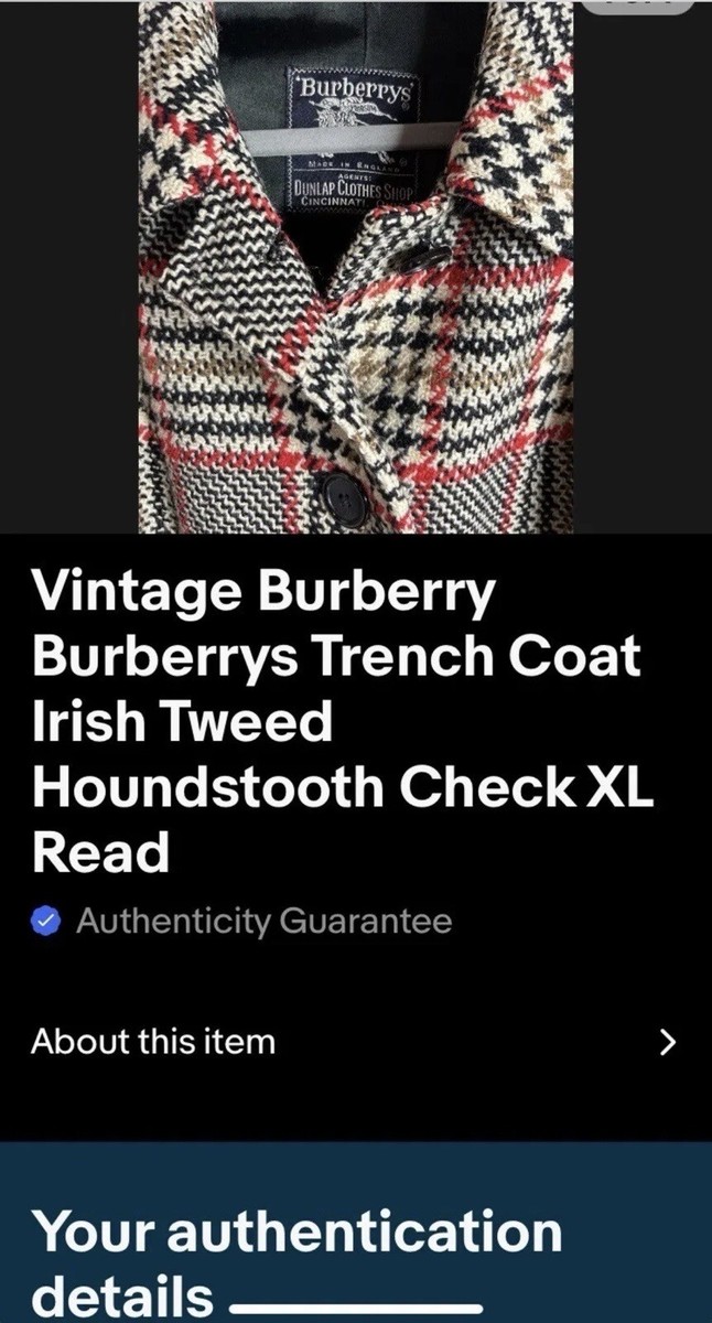 Burberrys Tweed Trench Coat Classic Burberry Check Plaid sz Burberrys Tweed Trench Coat Classic Burberry Check Plaid sz