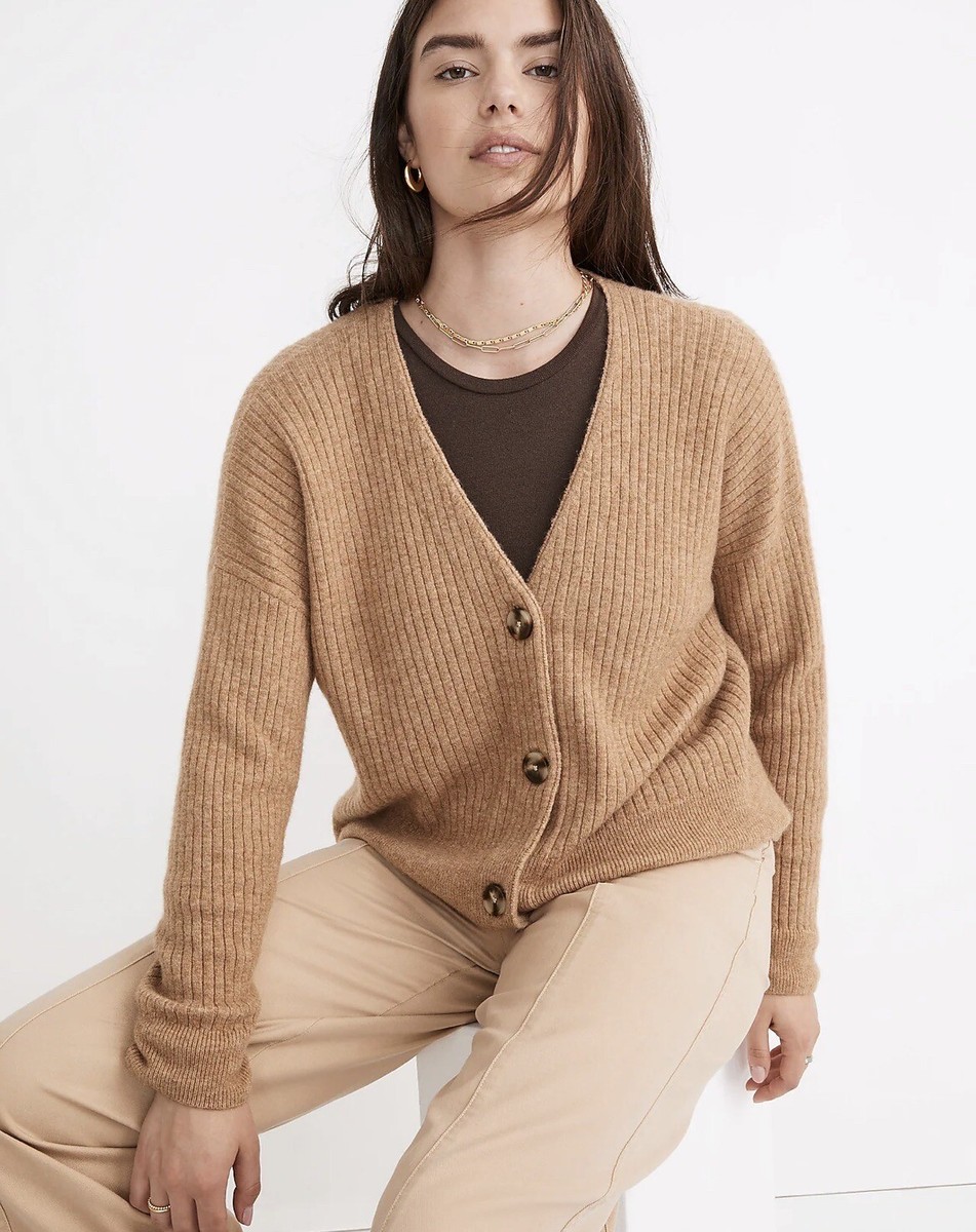 NWT Madewell Cameron Ribbed Cardigan Sweater In Coziest Yarn