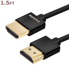 1.5FT 4K High Speed HDMI Cable Slim Cord UHDTV 4K 60Hz 18Gbps HDR10 36AWG Black