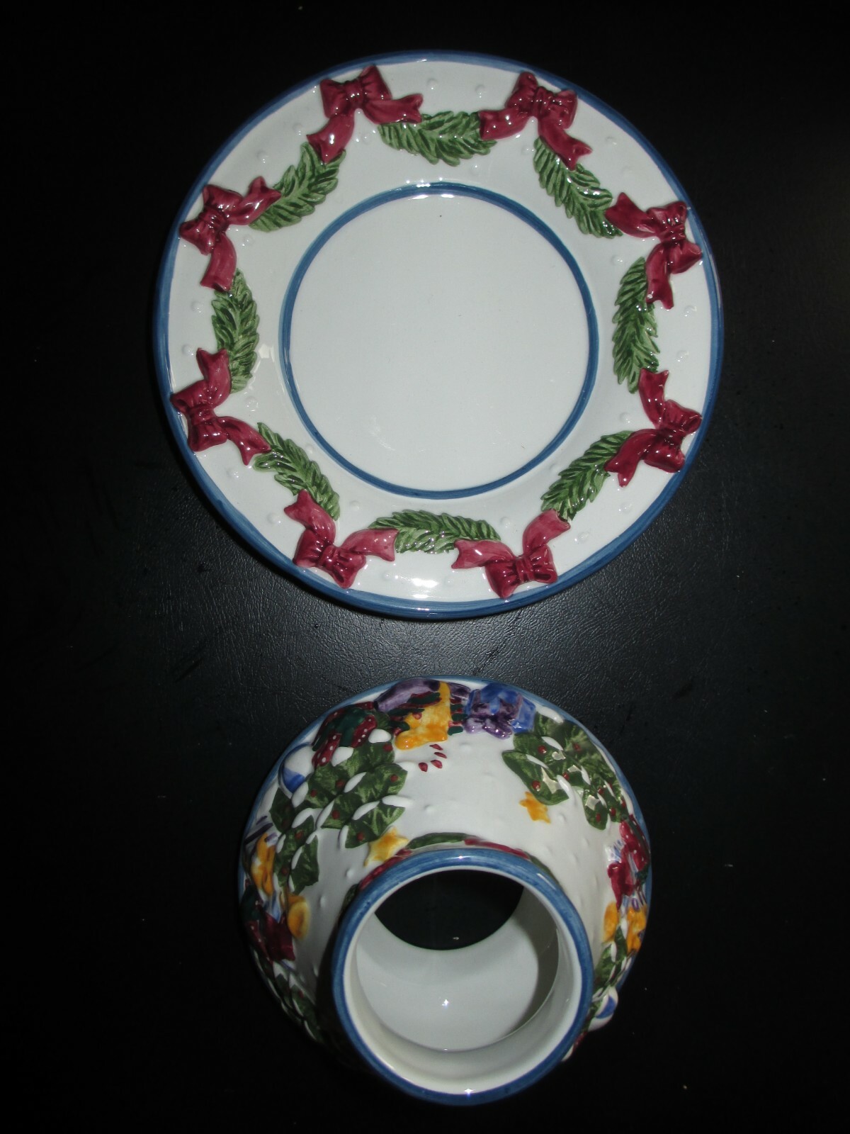 Salt City Candle Holder Shade & Plate Christmas Scene eBay