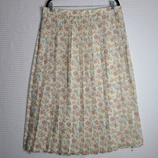 GUC Vtg 90s Chaus Womens Sz 6 Ivory Pleated Maxi Skirt Floral Summer Boho