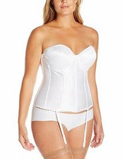 Va Bien WHITE Smooth Satin Hourglass Bustier, US 38DD