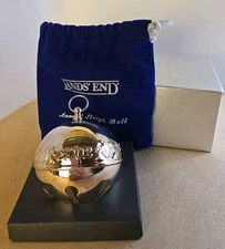 Lands End 2002 Silver-Plated Sleigh Bell Christmas Ornament 