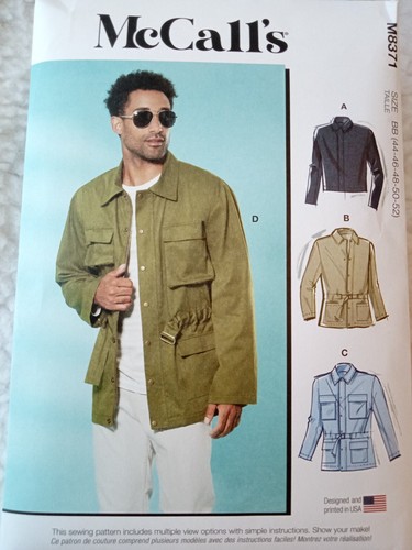 Men's Cargo Jacket w/Pockets in two lengths Sewing Pattern McCall's M8371 Uncut - Picture 8 of 9