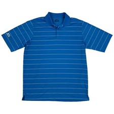 Slazenger Blue Striped Polo Shirt Short Sleeve Golf Activewear Size L Polyester