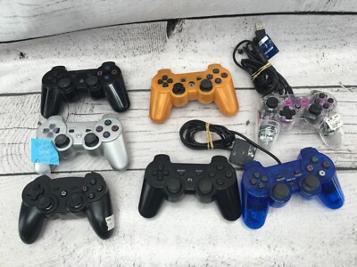 Playstation 3 PS3 Controllers ~Lot of 7~ FOR PARTS Off Brand Wired/Wireless
