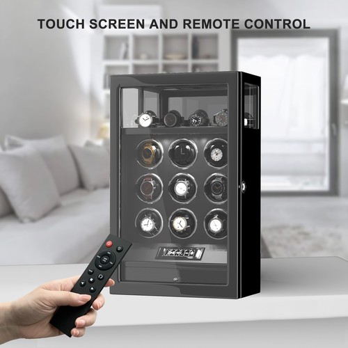Fingerprint Automatic 9 Watch Winder LCD Display Case With 4 Watch Holders Box - Picture 5 of 14