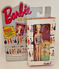 Vintage 1995 Mattel Barbie Keychain 700-1 Original 1959 Swimsuit Blond Basic Fun