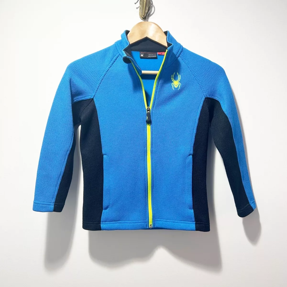 Spyder Constant Stryke Full Zip Jacket Size 7 8 Neon Blue Base Layer Thick