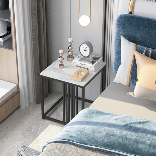 Deluxe Coffee Side Table Square End Beside Table Sintered Stone Top & Iron Frame - Picture 10 of 18