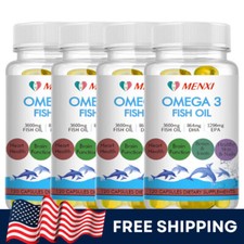 omega 3 3600mg fish oil capsules 3x strength 1296mg epa  dha, highest potency