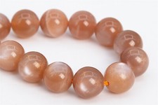 10MM Genuine Natural Orange Moonstone Grade AA Round Gemstone Loose Beads 7.5"