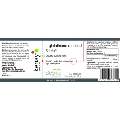 is glutathione allowed in europe L-Glutathione Reduced Setria®, 30 Capsules - Dietary Supplement