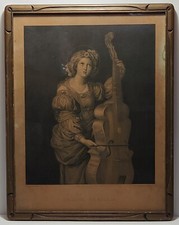 ANTIQUE CELLO PRINT Saronis Musical Times New York Sancta Caecilia Saint Cecilia