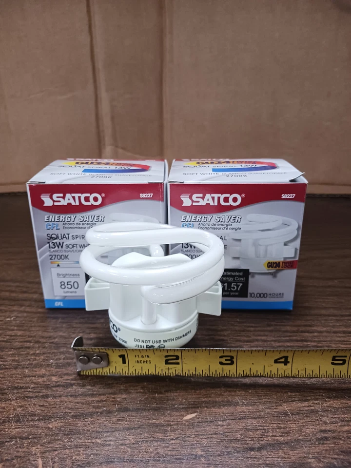 Satco S8227 Squat Max GU24 Twist Lock Compact Fluorescent Bulb 13W 27K  *2 pcs - Image 3 of 4