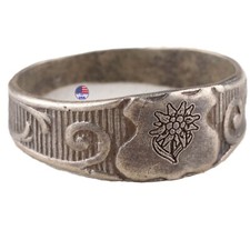 Edelweiss division 835 silver WW2 German Ring WWII Germany Goth Gothic Horror