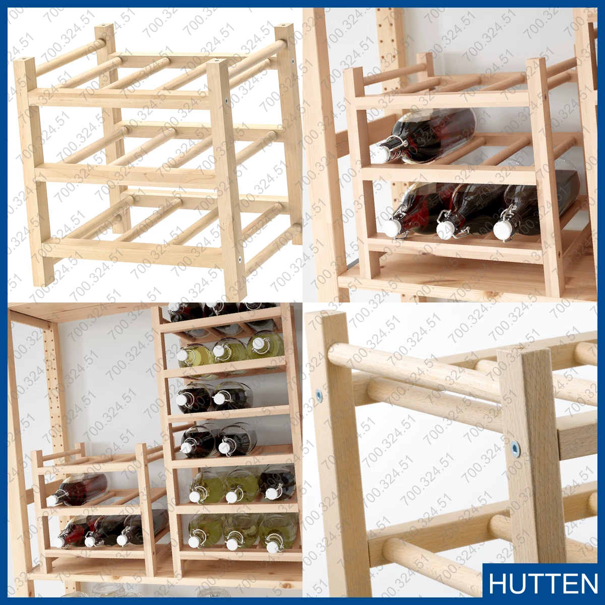 HUTTEN 9-bottle wine rack, solid wood - IKEA