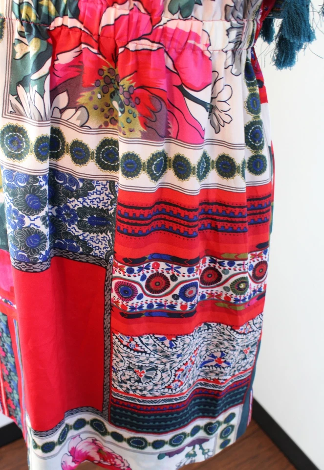 Vestido Vanessa Virginia Anthropologie Rosa Persa Floral Patchwork Borla Talla XS Foto 3 de 4