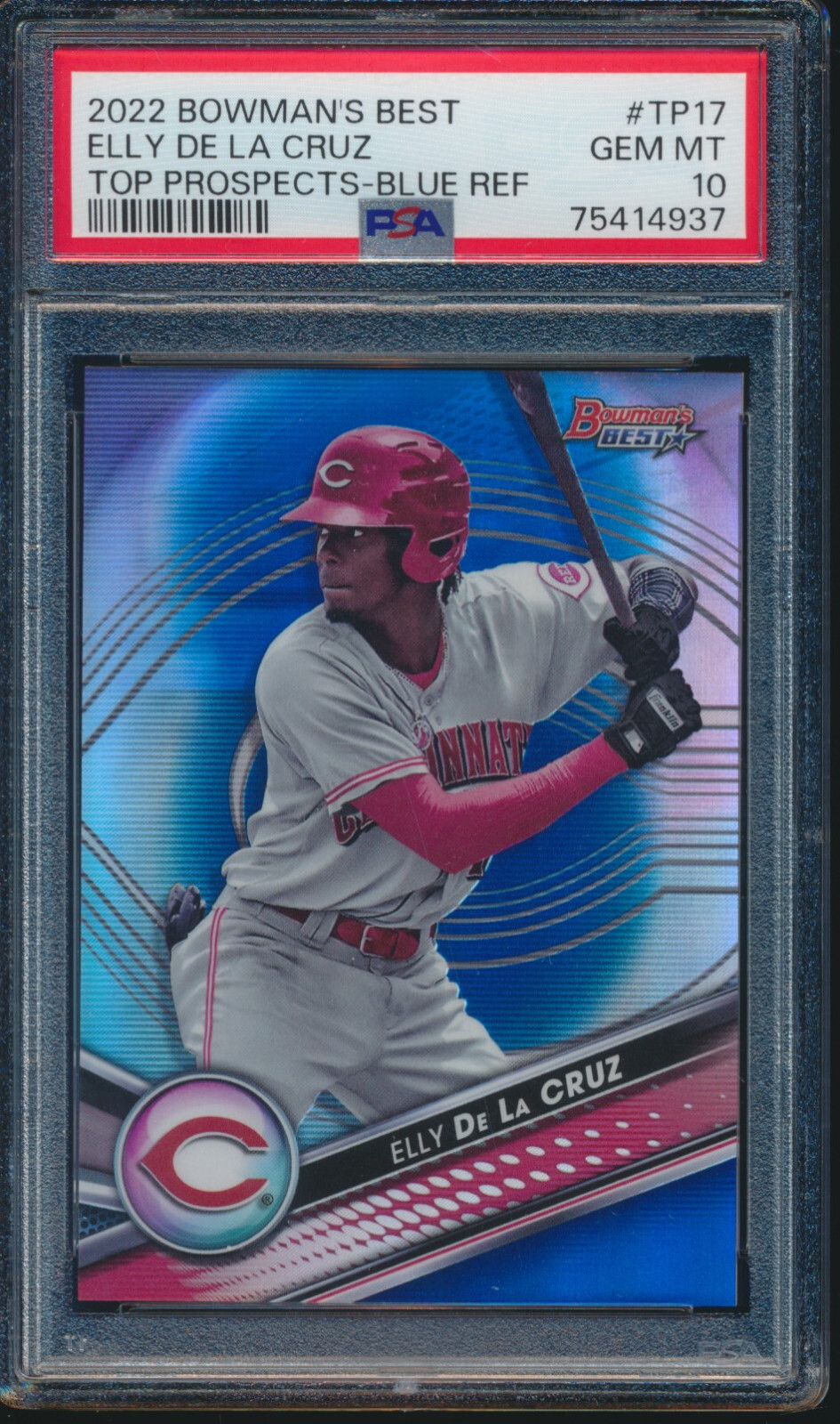 PSA 10 ELLY DE LA CRUZ 2022 Bowman's Best BLUE REFRACTOR #/150 REDS RC GEM MINT