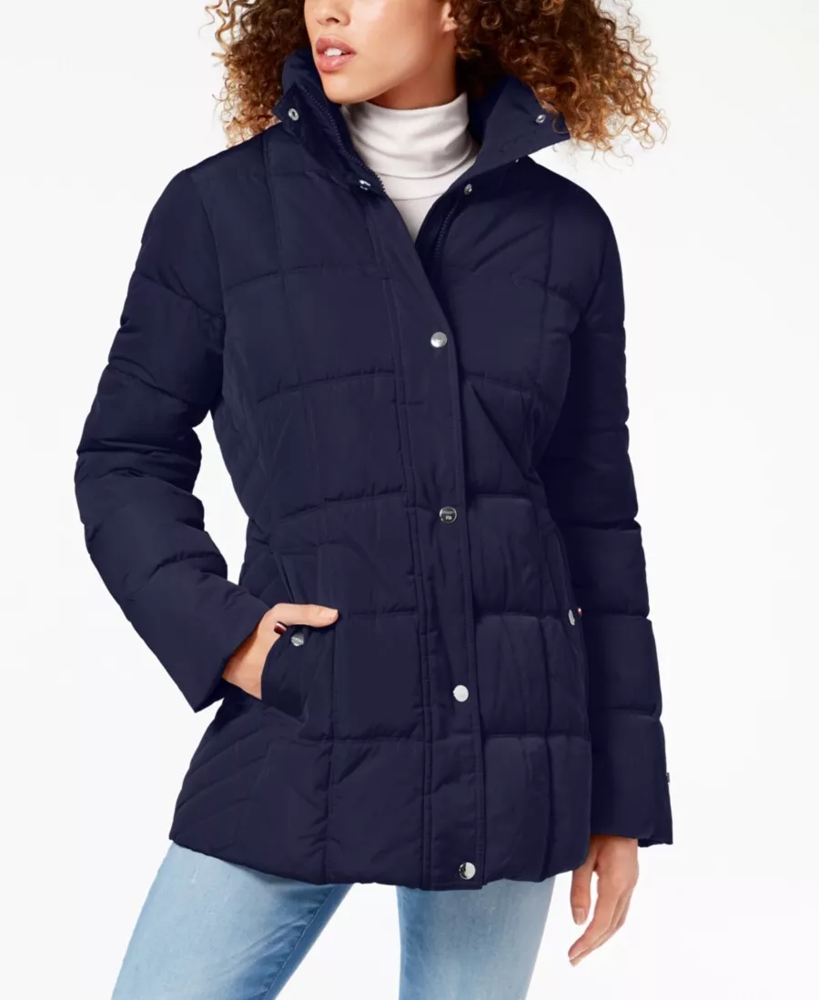 Ikke nok jomfru lokal Tommy Hilfiger PS Petite Faux-Fur-Trim Hooded Puffer Coat, Blue, $245, NwoT  | eBay