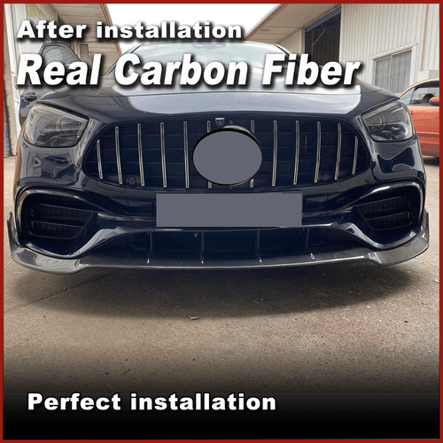 Fit For Benz W213 E63AMG 2021-2024 REAL CARBON Front Bumper Lip Spoiler Splitter - Picture 2 of 9